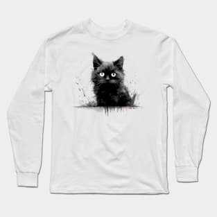 Water Ink Cuddly Whisker Baby Cat Long Sleeve T-Shirt